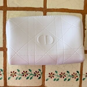 Dior White Quilted Cosmetic Pouch